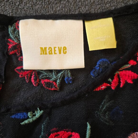 Anthropologie Maeve Meadows Sheer Floral Embroidered Top, Sz L - Picture 9 of 11